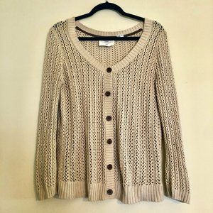 H&M Lightweight Crocheted/Cable-Knit Button-down Cartigan Sweater